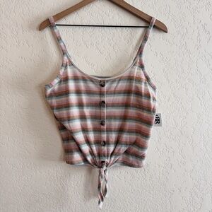 American Eagle | stripe ribbed tie bottom tank top | L